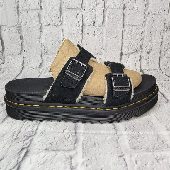 Dr. Martens Myles Faux Fur Platform Sandals Men's Sz 14 DOC MARTEN Suede - Picture 3 of 12